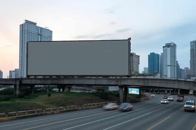 A large billboard on a highway