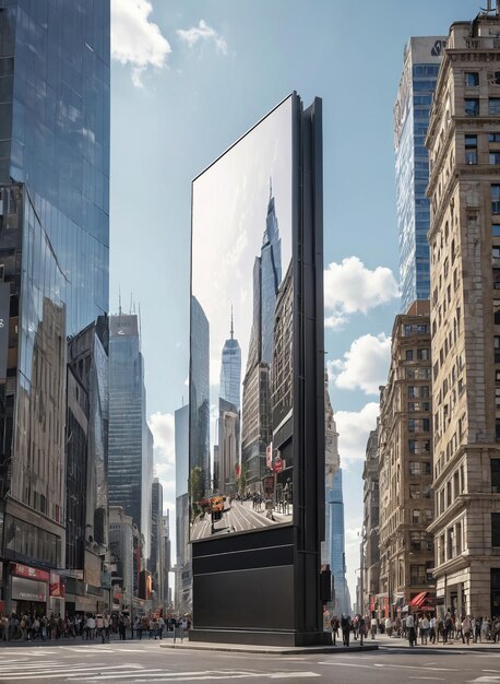 a large billboard is in the middle of a city