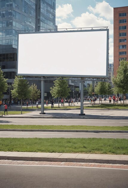 a large billboard is on the side of a road