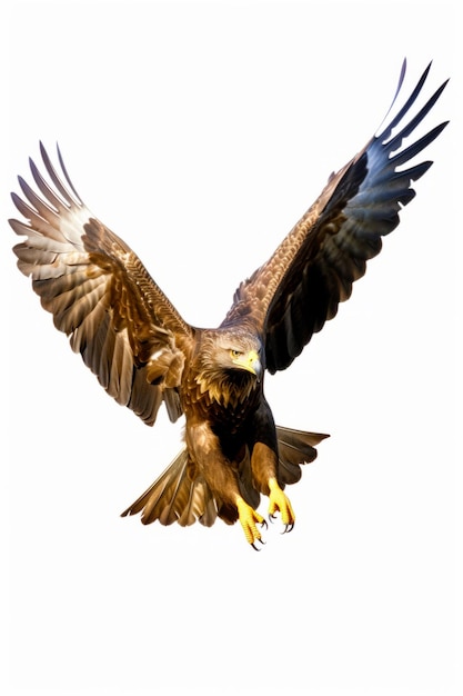 Photo large bird of prey flying through the air with it's wings spread generative ai