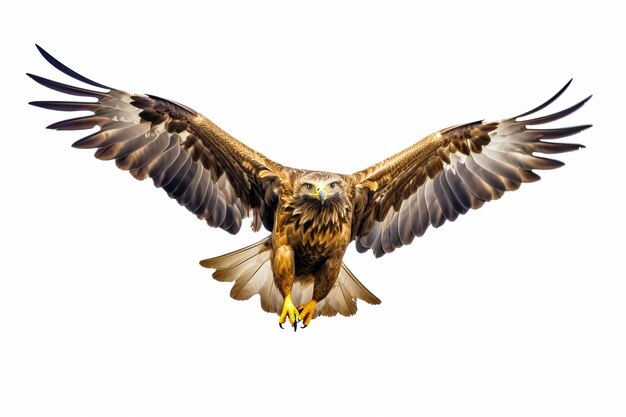 Large bird of prey flying through the air with its wings wide open Generative AI