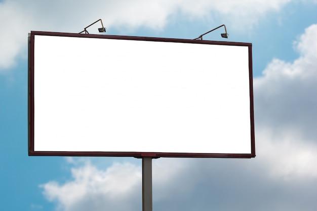 Large blank billboard mock up on blue sky background