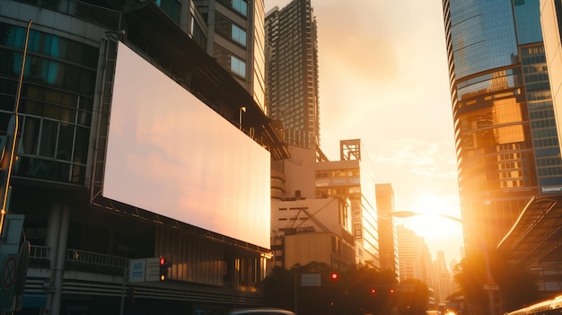 大きな白いビルボードの都市風景