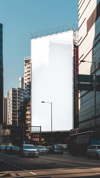 Large blank billboard urban landscape