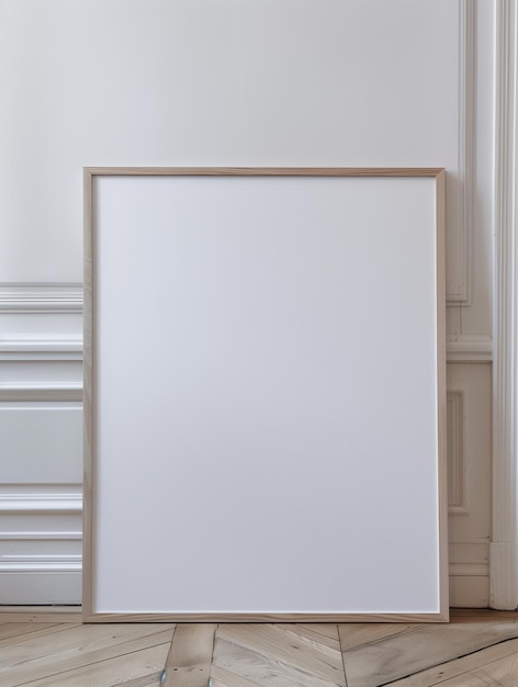 Photo large blank frame leaning white wall photo