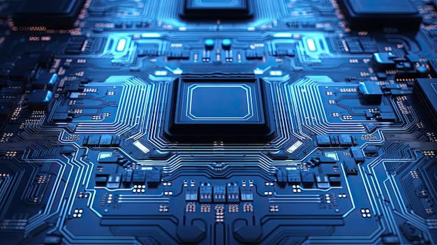 A large blue circuit board on a background