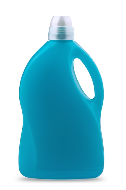 large blue plastic container for liquid detergents isolate on a white background