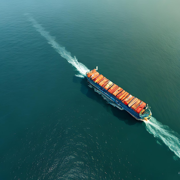 Photo a large boat with a red roof is traveling through the water