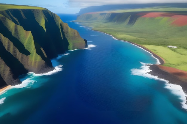 Large Body of Water Near Lush Green Hillside