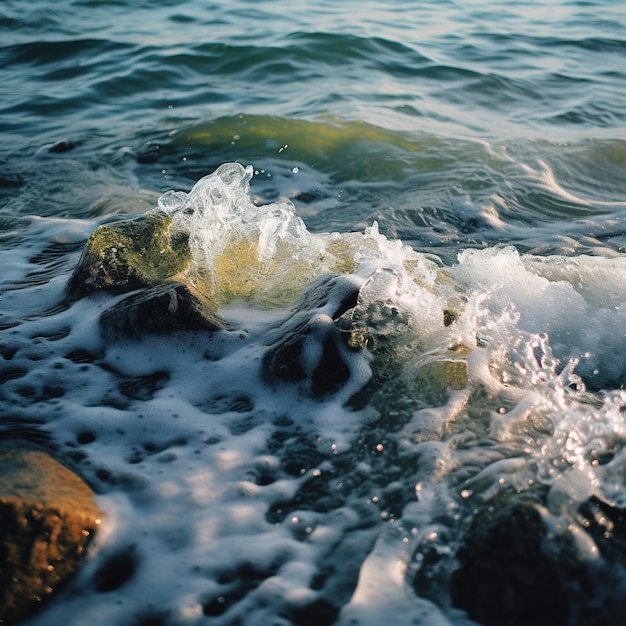 A large body of water with waves coming in to shore