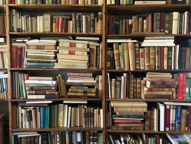 A large bookcase filled with books of all sizes