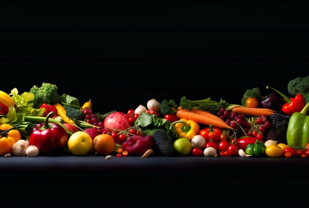 A large border of vegetables and fruit