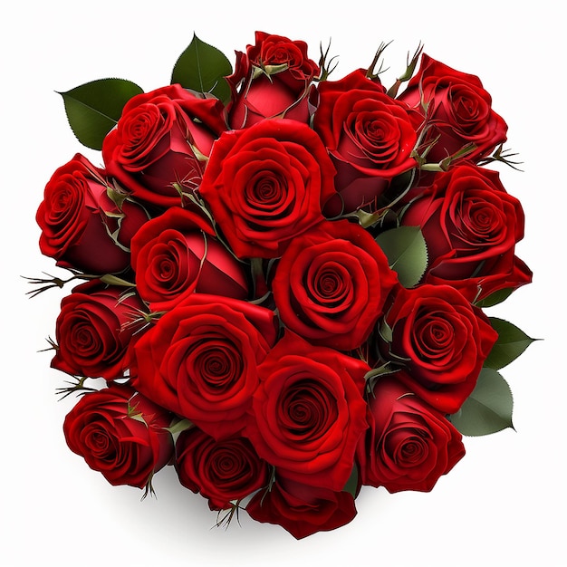 Large bouquet of red roses a lot on a white background Generative AI