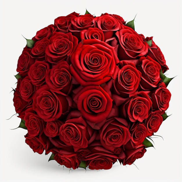 large bouquet of red roses a lot on a white background. Generative AI,