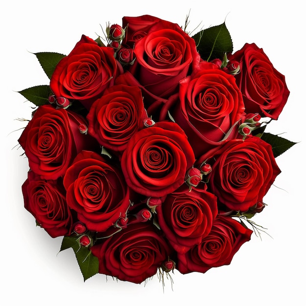 Large bouquet of red roses a lot on a white background Generative AI