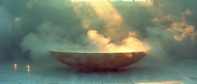 a large bowl with smoke coming out of it