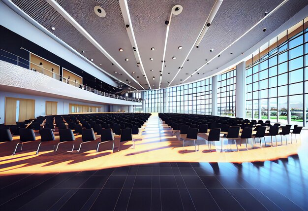 Большой светлый зал заседаний с панорамными окнами