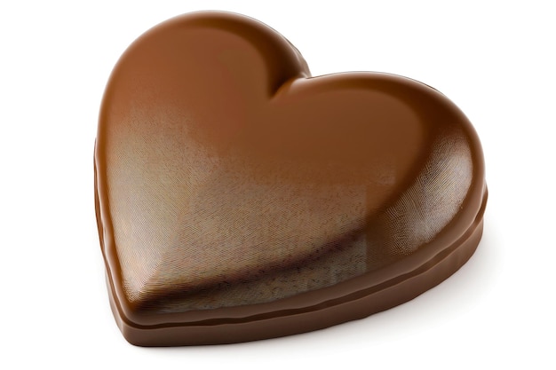 Большое коричневое шоколадное сердце на белом фоне, созданное с помощью генеративного ИИ