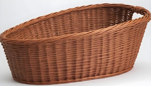 Large brown wicker basket on white background 3