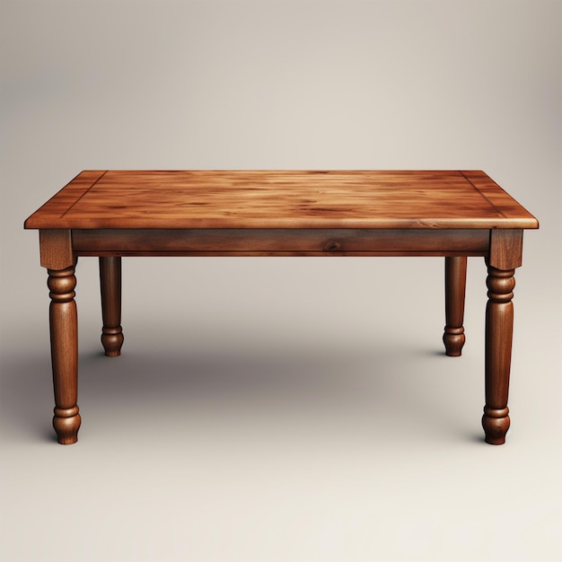 large Brown wood table in white background