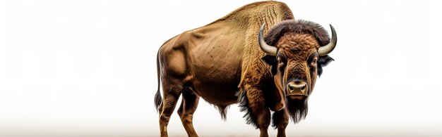 Photo large buffalo standing on white background