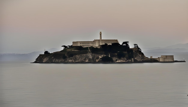 Photo a large building on a rock in the water