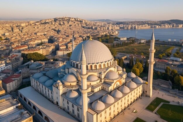 Photo a large building with a dome on top of it and a large building in the background