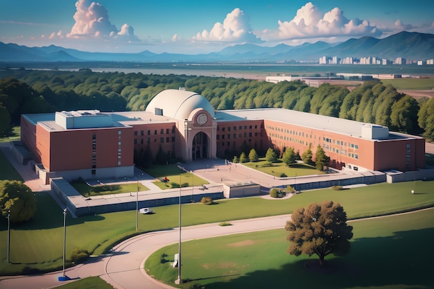 A large building with a large dome on the front