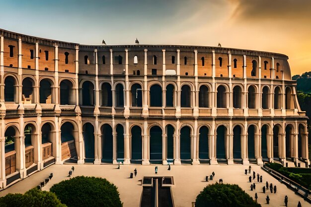 Foto un grande edificio con molte finestre e un'insegna che dice 