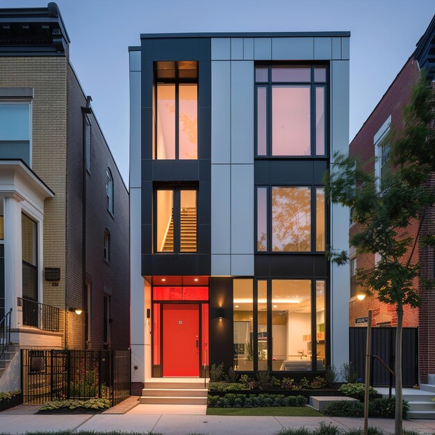 Photo a large building with a red door that says  welcome  on the front