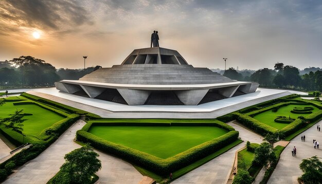 a large building with a statue on the top of it