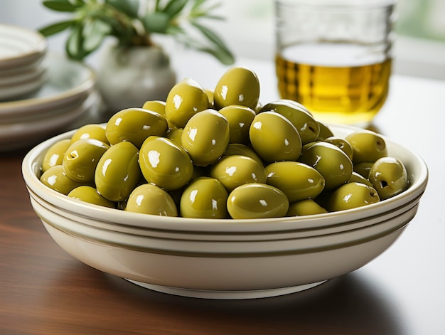 large buttery olives on white plate