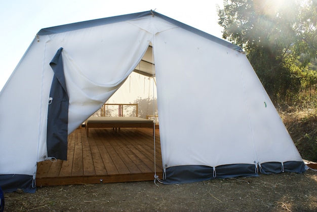 Photo large camping tent open