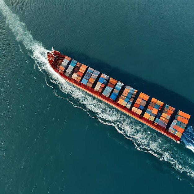 a large cargo ship is traveling through the water