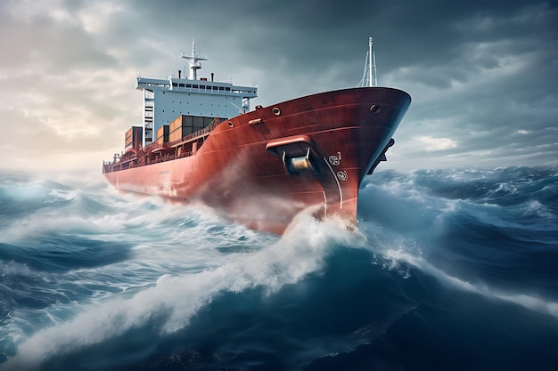 Large cargo ship sailing in the sea tanker ship