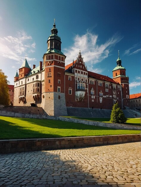 a large castle with a clock on the front and the number 4 on the front