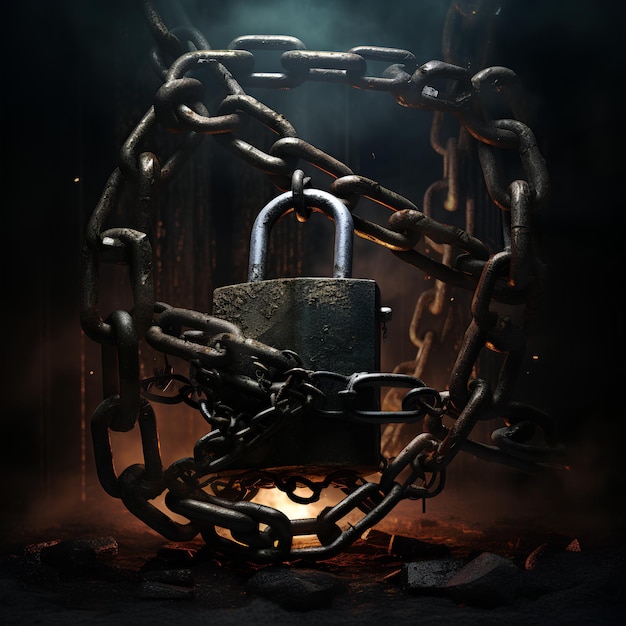 Photo large chain and lock stylized