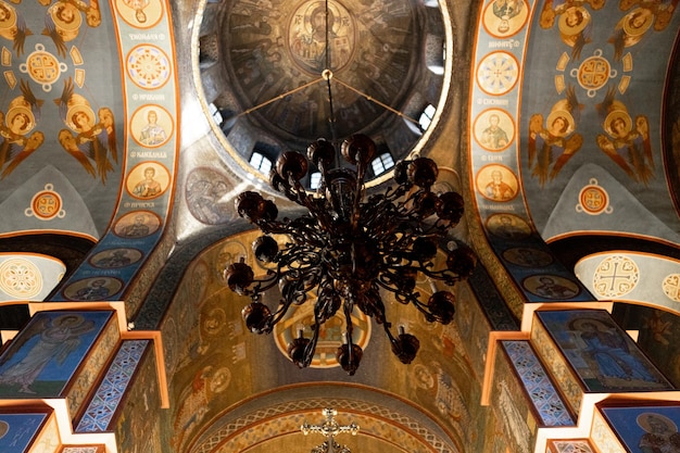 Large chandelier in an old beautiful church