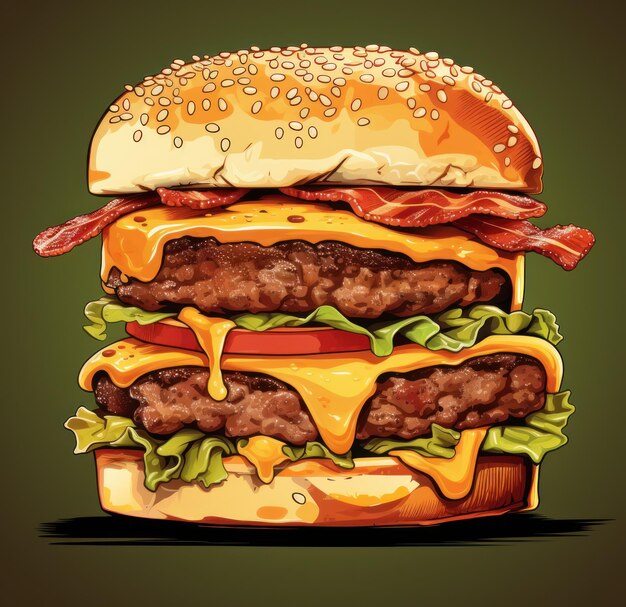 Premium AI Image | A large cheeseburger with bacon and cheese