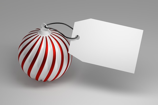 Large Christmas toy with red white stripes and large blank tag