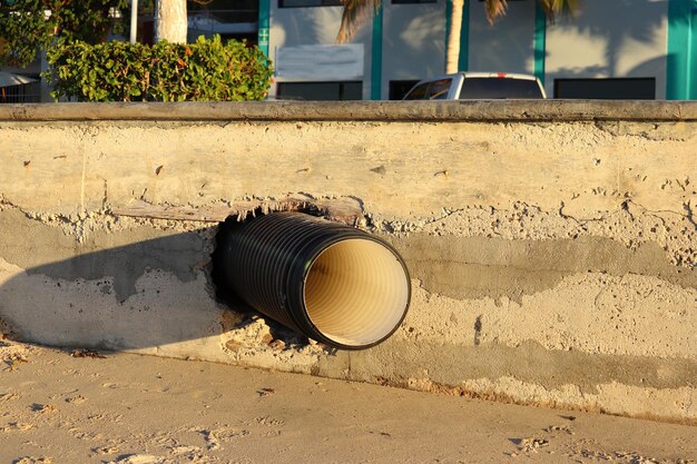 Large city water drain pipe in the ocean