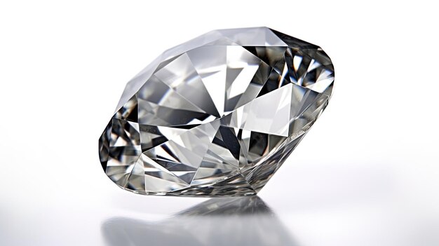 Large Clear Diamond with reflection Dazzling diamond on white background