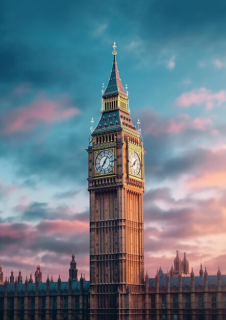 a large clock tower with a blue sky and a clock on it