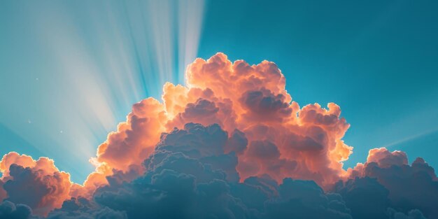 Photo a large cloud of pink and white clouds with a bright sun shining through them