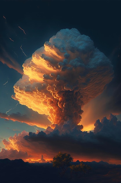 Large cloud with lightning coming out of it generative ai