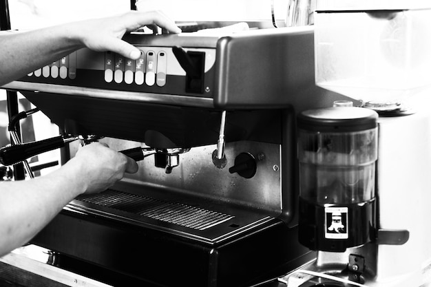 Large coffee machine in the street coffee shop