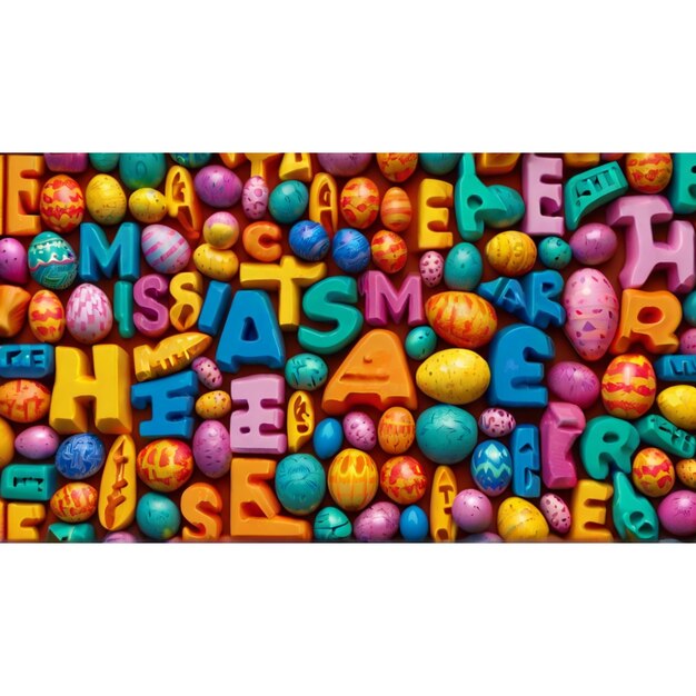 Photo a large collection of colorful candy including the word good