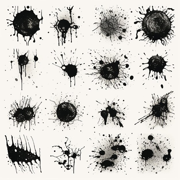 Large Collection of Detailed Ink Splats