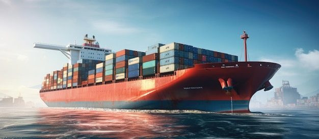 Большой контейнеровоз перевозит контейнеры от компании компании.
