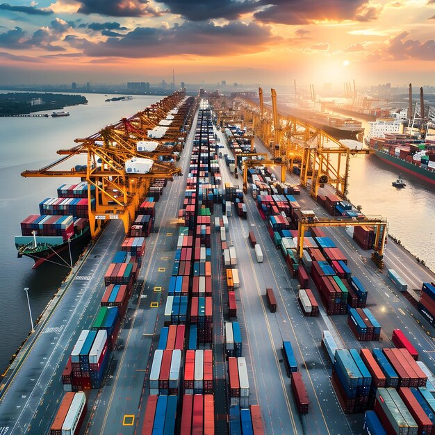 Photo a large container ship is carrying shipping containers